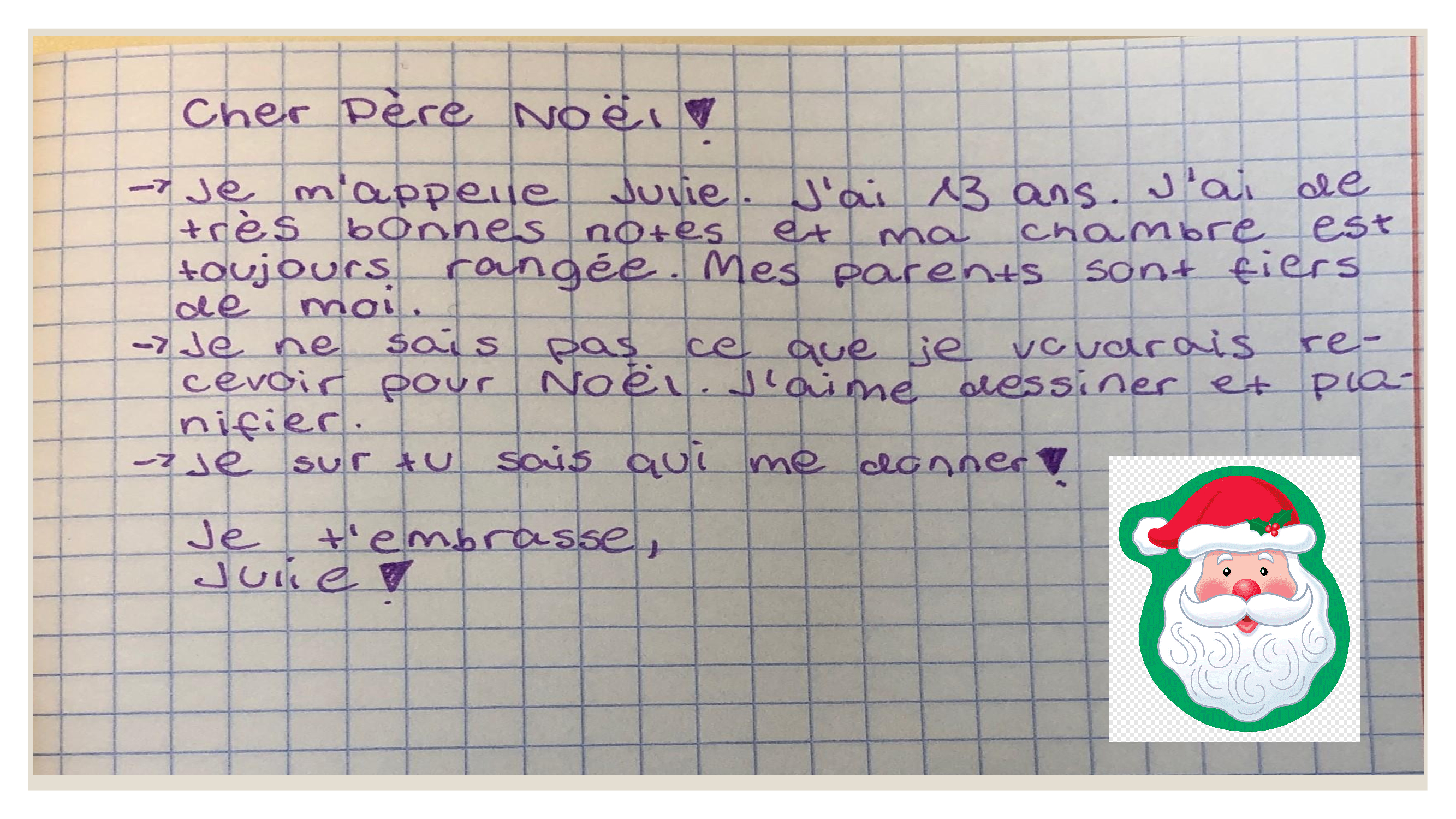 Uczniowie piszą listy do Mikołaja po francusku